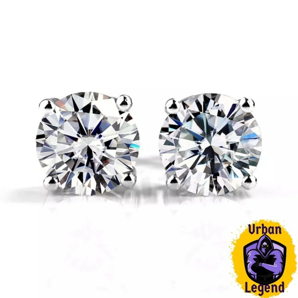 4 CT Moissanite Diamond Mens Stud Earrings
